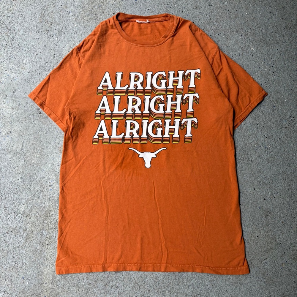 Texas Longhorns Alright Alright Alright Graphic T-Shirt Burnt Orange Mens XL